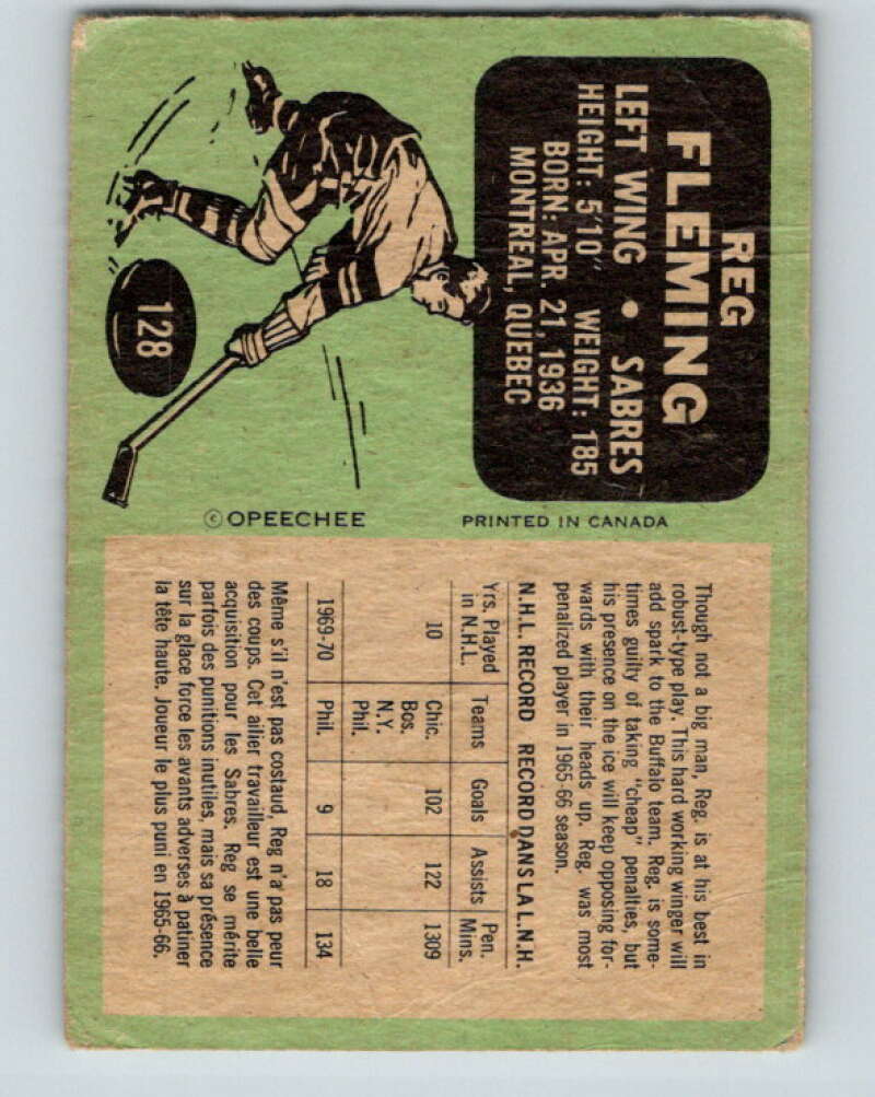 1970-71 O-Pee-Chee #128 Reg Fleming  Buffalo Sabres  V2698