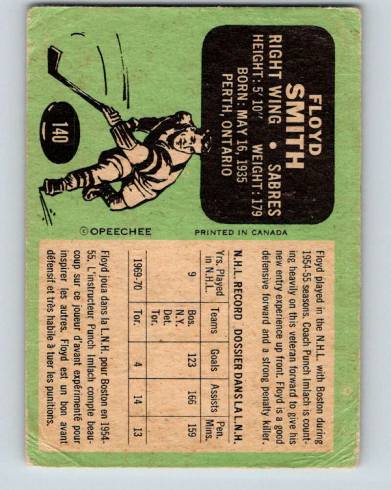 1970-71 O-Pee-Chee #140 Floyd Smith  Buffalo Sabres  V2737