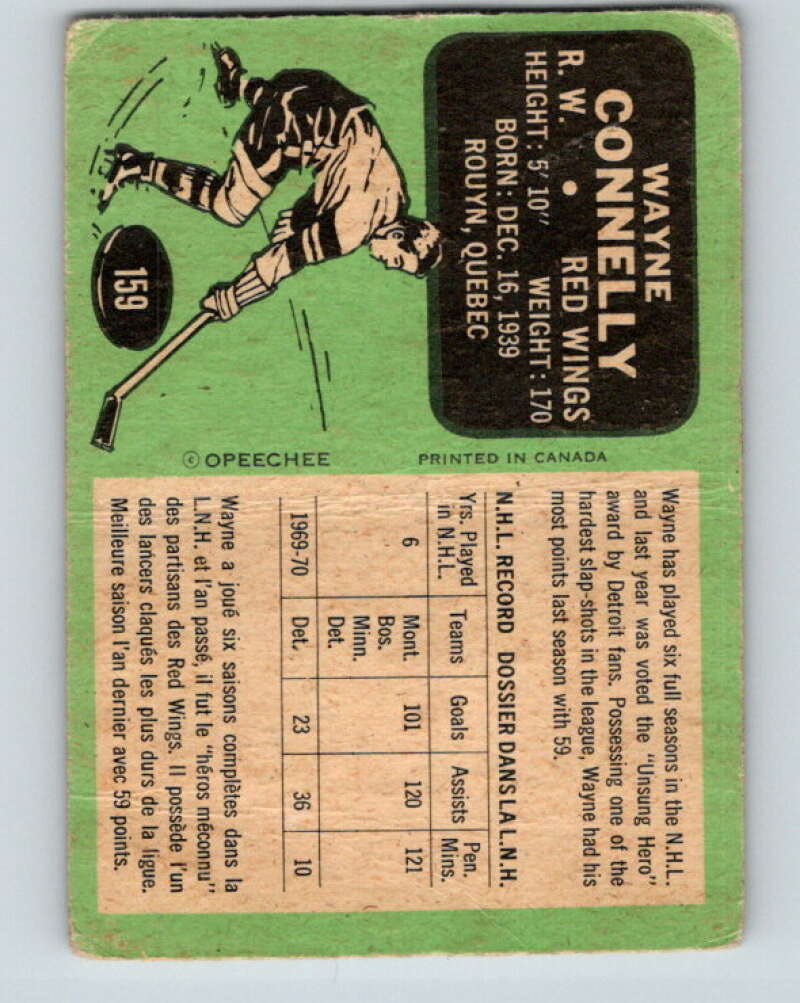 1970-71 O-Pee-Chee #159 Wayne Connelly  Detroit Red Wings  V2795