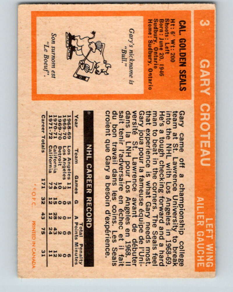 1972-73 O-Pee-Chee #4 Pat Stapleton  Chicago Blackhawks  V3158
