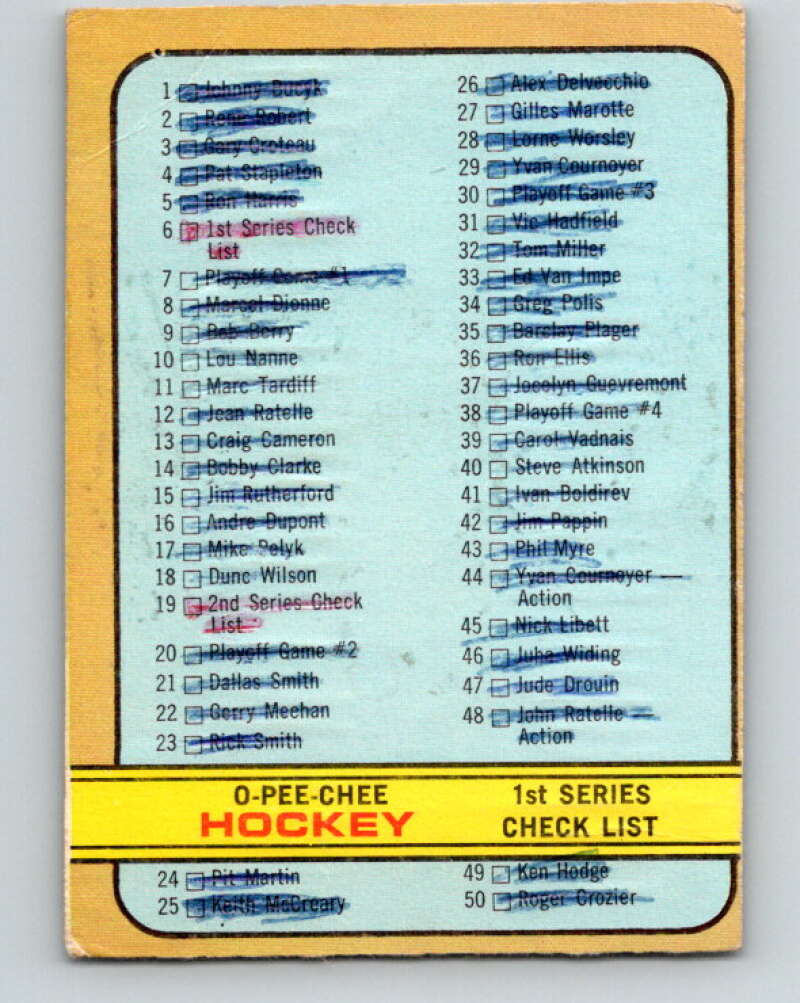 1972-73 O-Pee-Chee #6 Checklist   V3180