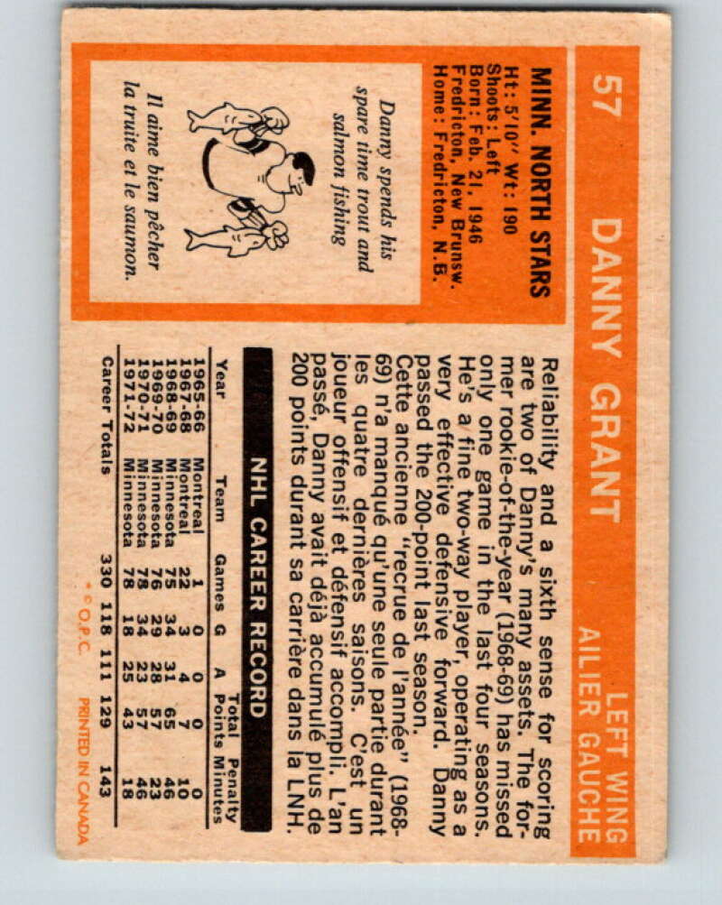 1972-73 O-Pee-Chee #57 Danny Grant  Minnesota North Stars  V3491