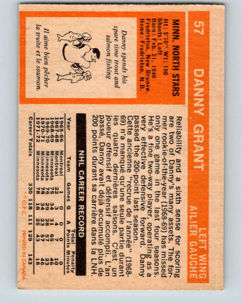1972-73 O-Pee-Chee #57 Danny Grant  Minnesota North Stars  V3493