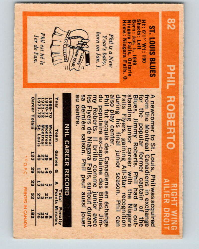 1972-73 O-Pee-Chee #82 Phil Roberto  St. Louis Blues  V3645
