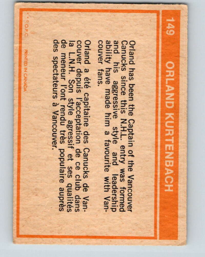 1972-73 O-Pee-Chee #149 Orland Kurtenbach  Vancouver Canucks  V3911