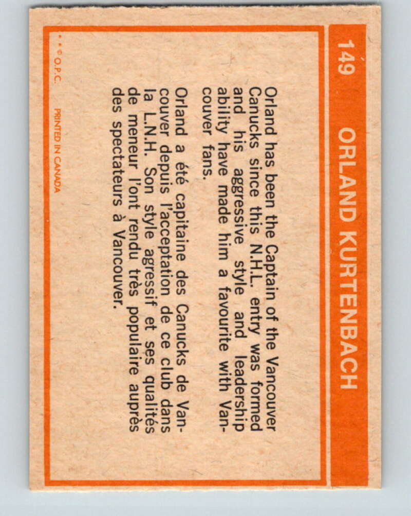 1972-73 O-Pee-Chee #149 Orland Kurtenbach  Vancouver Canucks  V3914