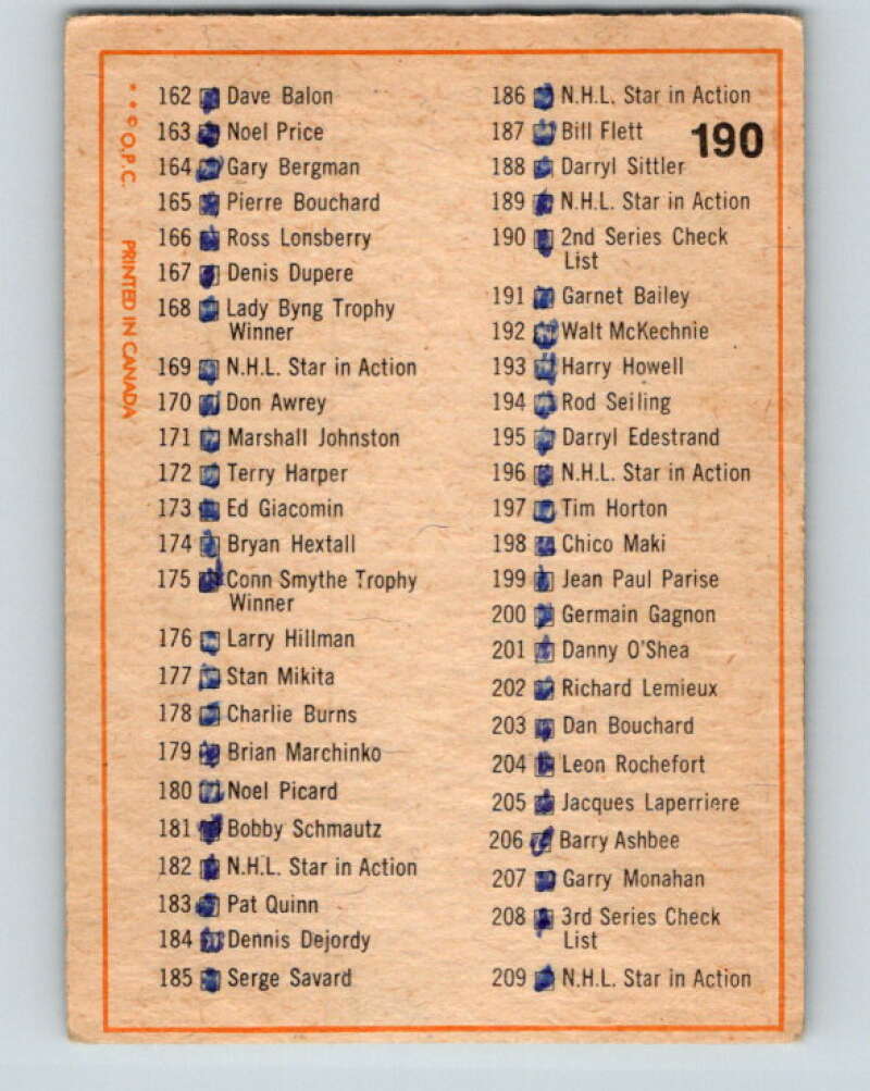 1972-73 O-Pee-Chee #190 Checklist   V4075