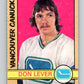 1972-73 O-Pee-Chee #259 Don Lever  RC Rookie Vancouver Canucks  V4178