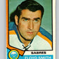 1974-75 O-Pee-Chee #176 Floyd Smith CO  Buffalo Sabres  V4637