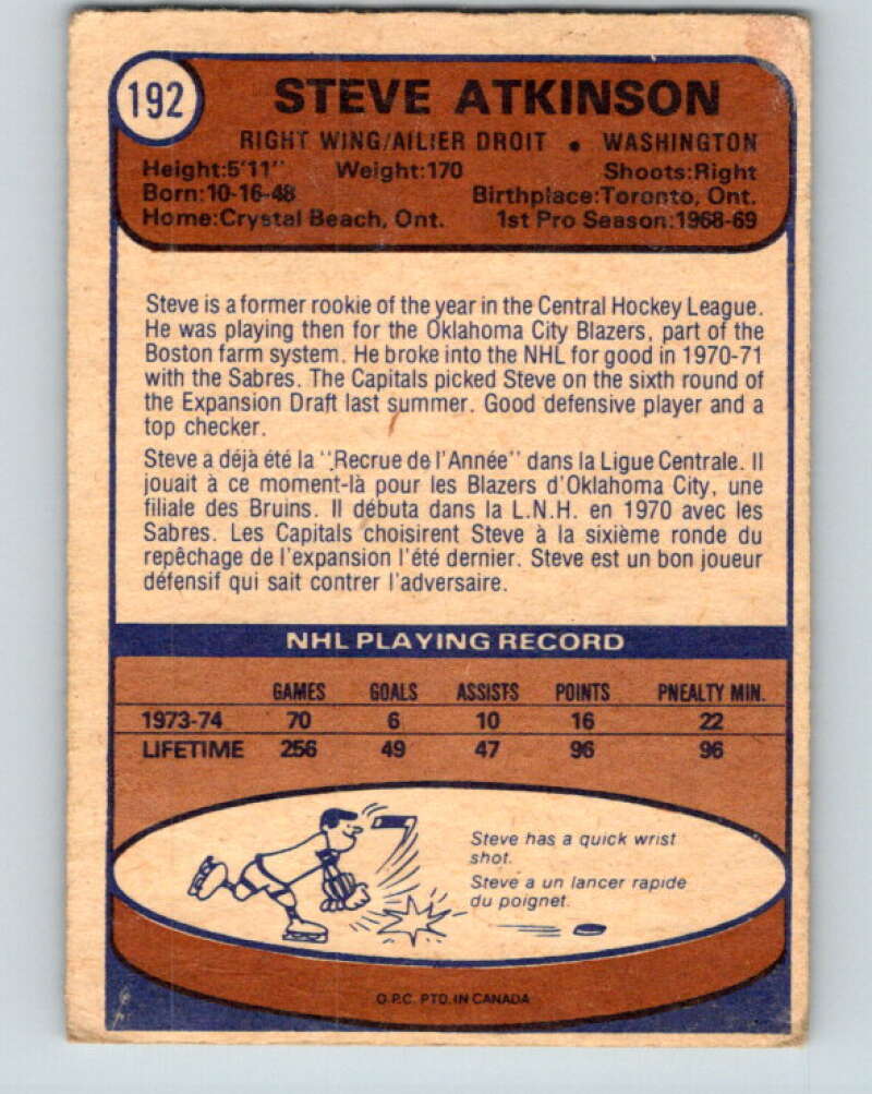 1974-75 O-Pee-Chee #191 Andre Boudrias  Vancouver Canucks  V4672