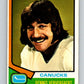 1974-75 O-Pee-Chee #207 Dennis Ververgaert  RC Rookie Vancouver Canucks  V4725