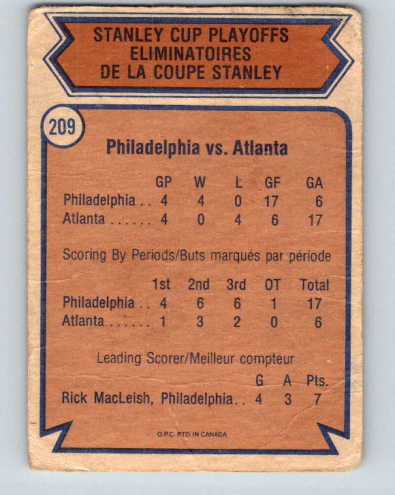 1974-75 O-Pee-Chee #209 Quarterfinals  Philadelphia Flyers  V4732