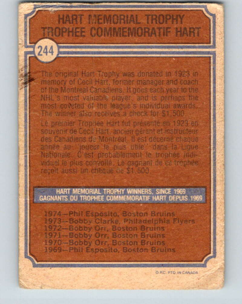 1974-75 O-Pee-Chee #244 Phil Esposito  Boston Bruins  V4837