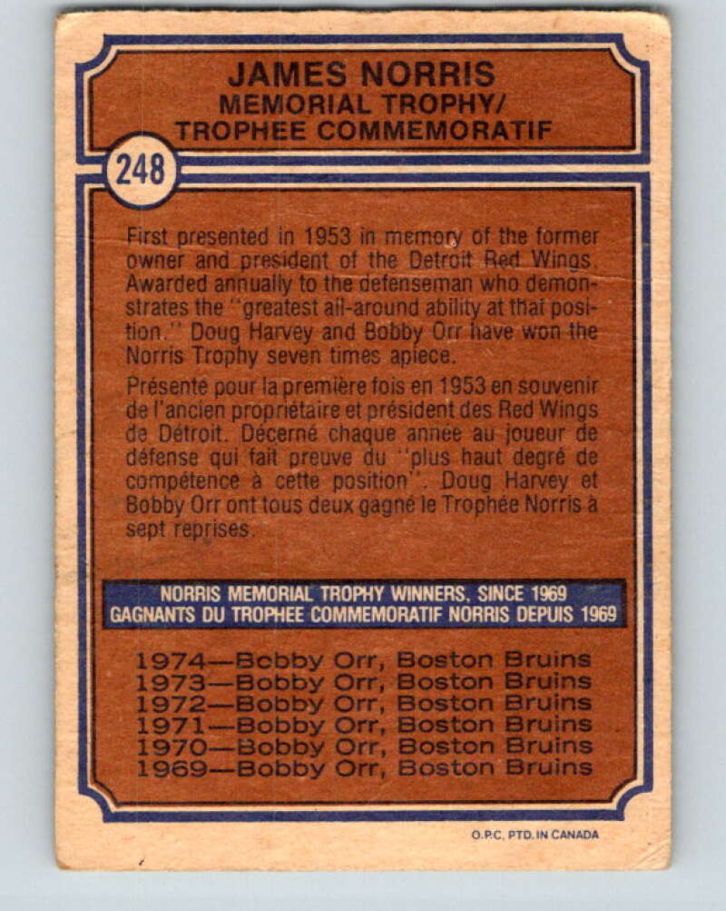 1974-75 O-Pee-Chee #248 Bobby Orr  Boston Bruins  V4846