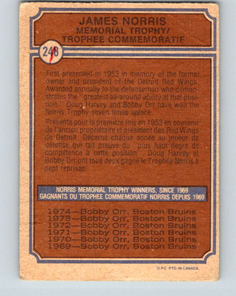 1974-75 O-Pee-Chee #248 Bobby Orr  Boston Bruins  V4847