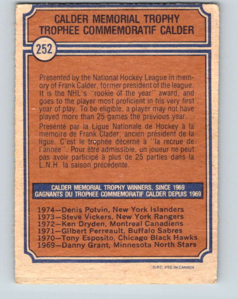 1974-75 O-Pee-Chee #252 Denis Potvin  New York Islanders  V4855