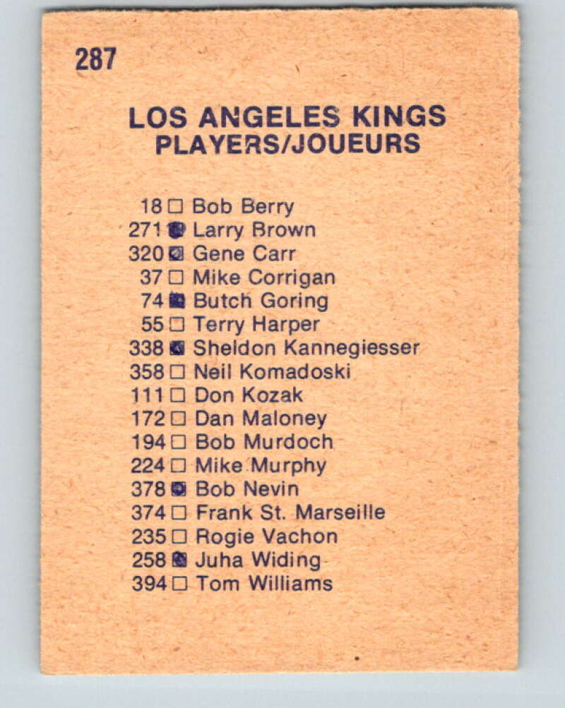 1974-75 O-Pee-Chee #287 Los Angeles Kings TC  Los Angeles Kings  V4925