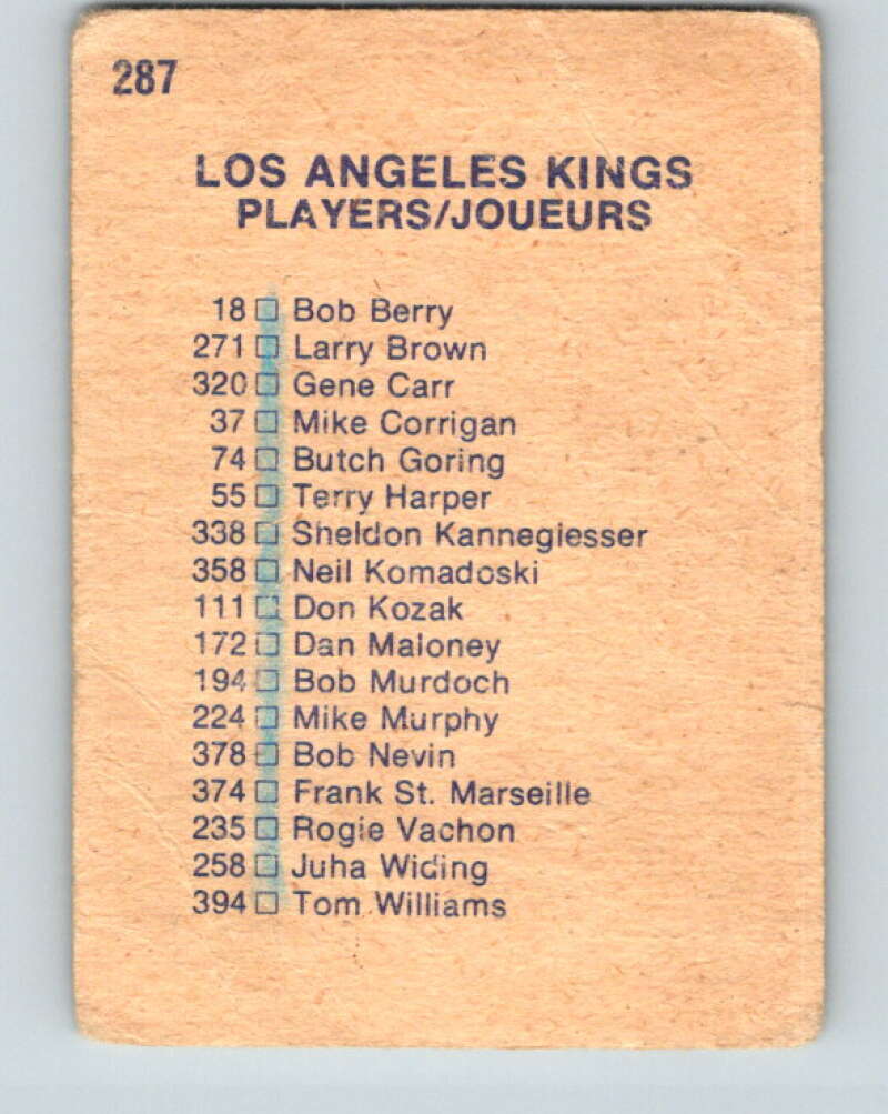 1974-75 O-Pee-Chee #287 Los Angeles Kings TC  Los Angeles Kings  V4926