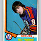 1974-75 O-Pee-Chee #292 Wilf Paiement UER  RC Rookie Kansas City Scouts  V4934