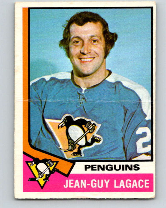 1974-75 O-Pee-Chee #299 Jean-Guy Lagace  RC Rookie Pittsburgh Penguins  V4952