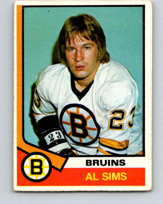 1974-75 O-Pee-Chee #333 Al Sims  RC Rookie Boston Bruins  V5009