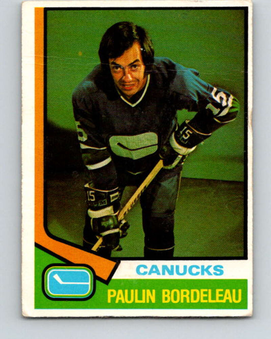 1974-75 O-Pee-Chee #340 Paulin Bordeleau  RC Rookie Vancouver Canucks  V5018