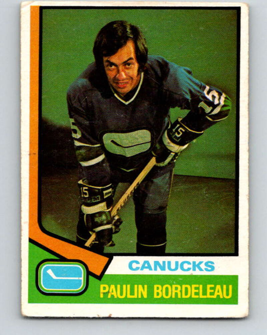 1974-75 O-Pee-Chee #340 Paulin Bordeleau  RC Rookie Vancouver Canucks  V5019