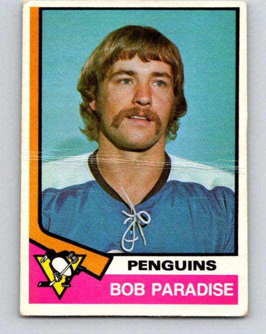 1974-75 O-Pee-Chee #343 Bob Paradise  RC Rookie Pittsburgh Penguins  V5026