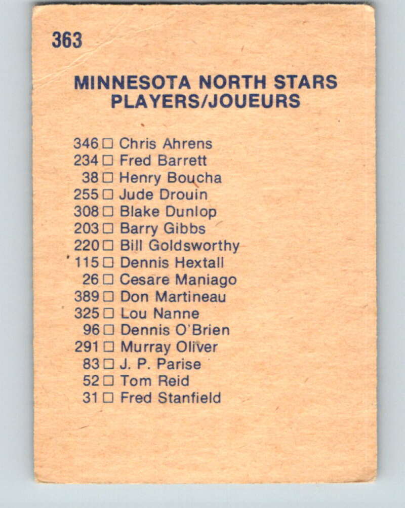 1974-75 O-Pee-Chee #363 Minnesota North Stars CL V5076