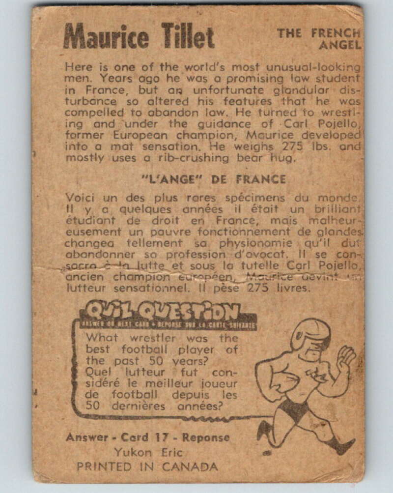 1954 Parkhurst #18 Maurice Tillet Wrestling Vintage Sports Card  V5141