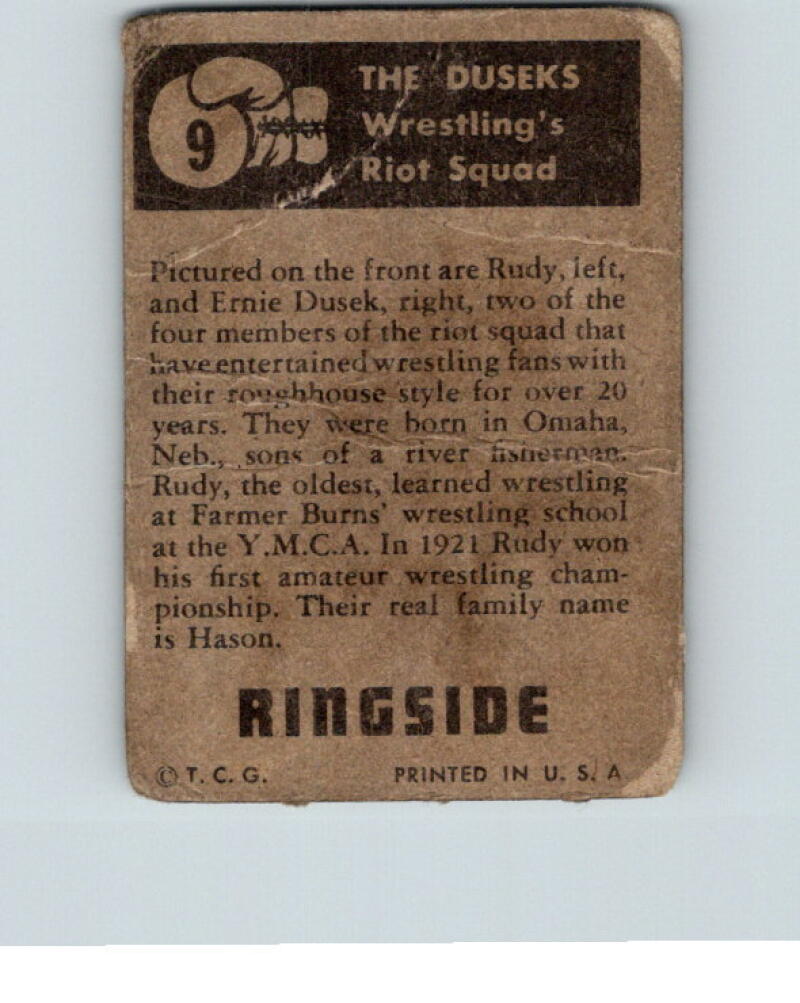 1951 Topps Ringside #9 Rudy & Emil Dusek Brothers Vintage Boxing V5160