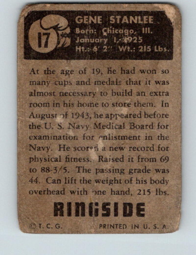 1951 Topps Ringside #17 Gene Stanlee Vintage Boxing V5161