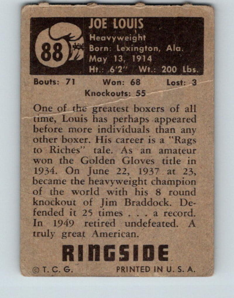 1951 Topps Ringside #88 Joe Louis Champion Vintage Boxing V5170
