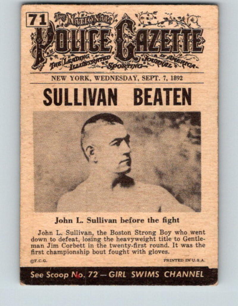 1954 Topps Scoops #71 John L. Sullivan Defeated Vintage Boxing V5173