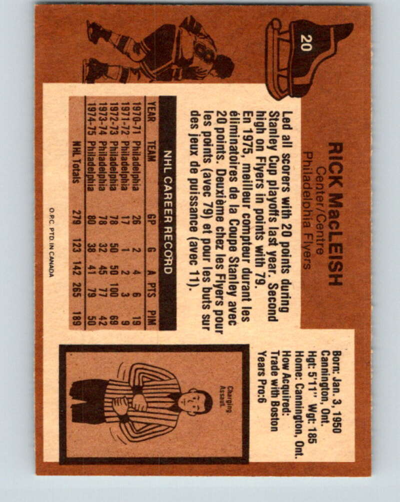1975-76 O-Pee-Chee #20 Rick MacLeish  Philadelphia Flyers  V5285