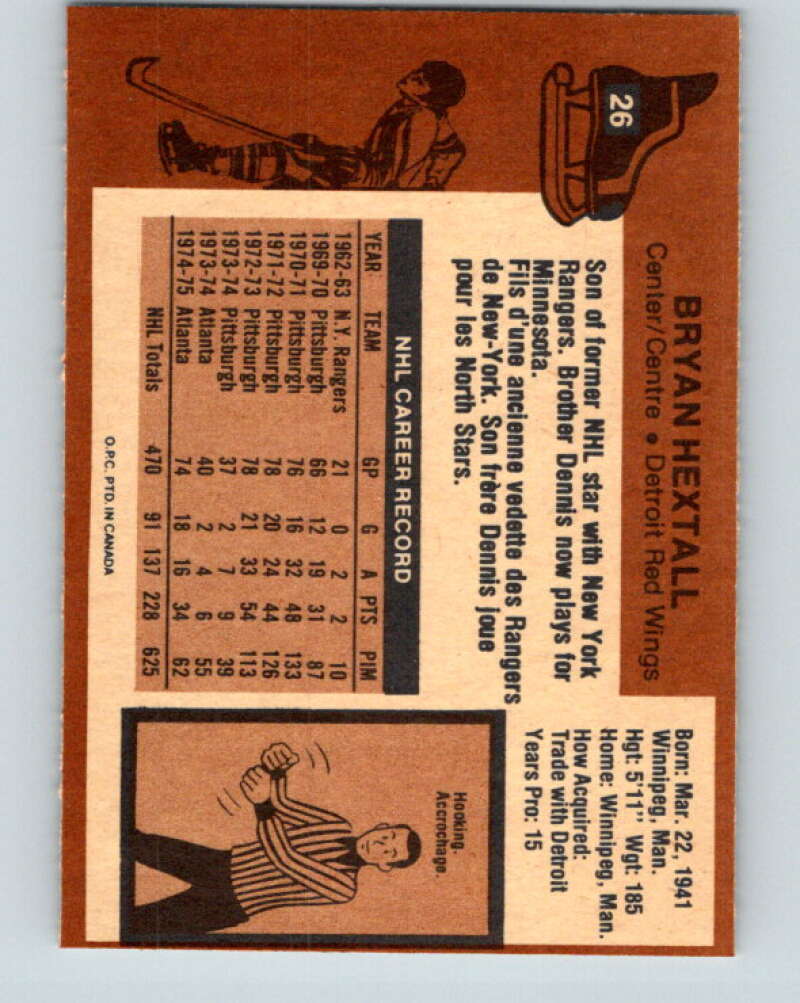 1975-76 O-Pee-Chee #26 Bryan Hextall  Detroit Red Wings  V5309