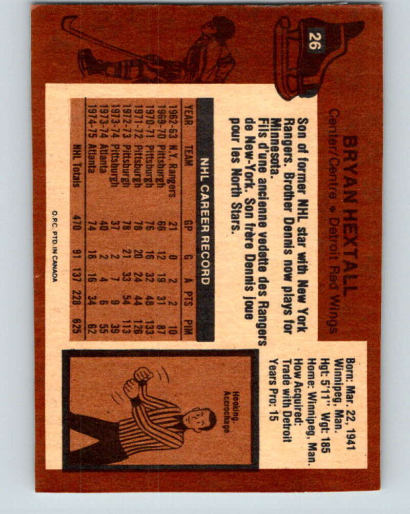 1975-76 O-Pee-Chee #26 Bryan Hextall  Detroit Red Wings  V5310