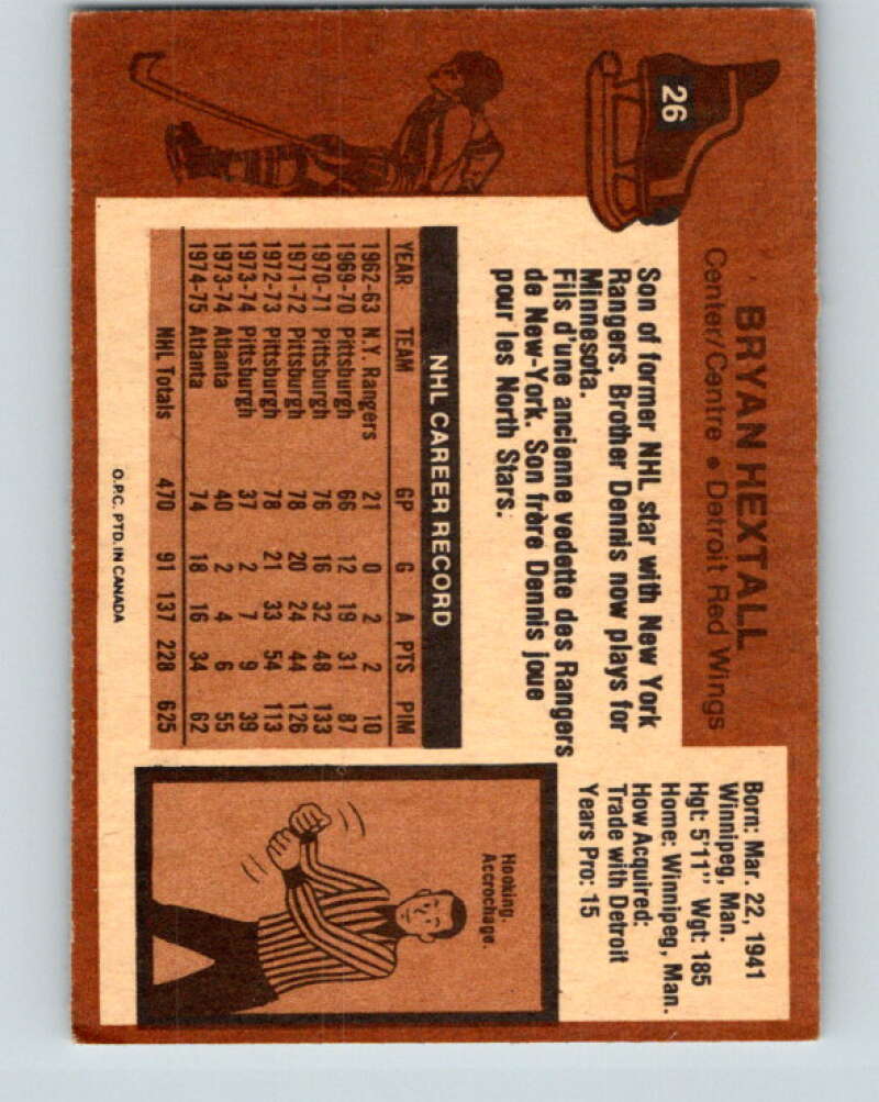 1975-76 O-Pee-Chee #26 Bryan Hextall  Detroit Red Wings  V5312