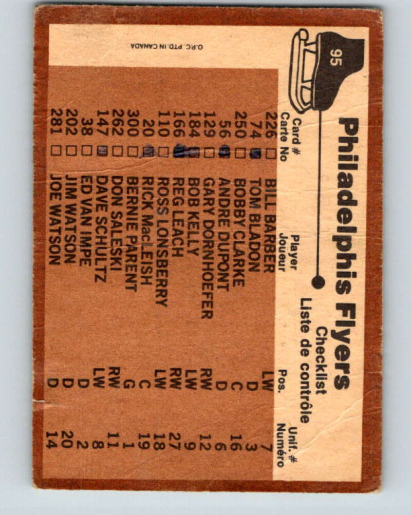 1975-76 O-Pee-Chee #95 Philadelphia Flyers CL  Philadelphia Flyers  V5589