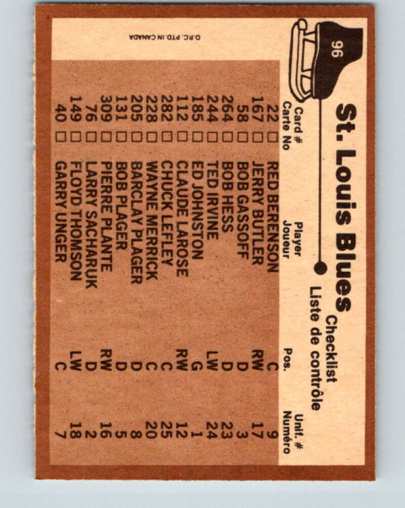 1975-76 O-Pee-Chee #96 St. Louis Blues CL  St. Louis Blues  V5590