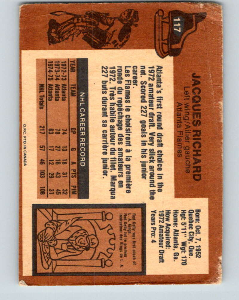 1975-76 O-Pee-Chee #117 Jacques Richard  Atlanta Flames  V5686