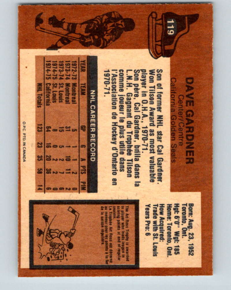 1975-76 O-Pee-Chee #119 Dave Gardner  California Golden Seals  V5690