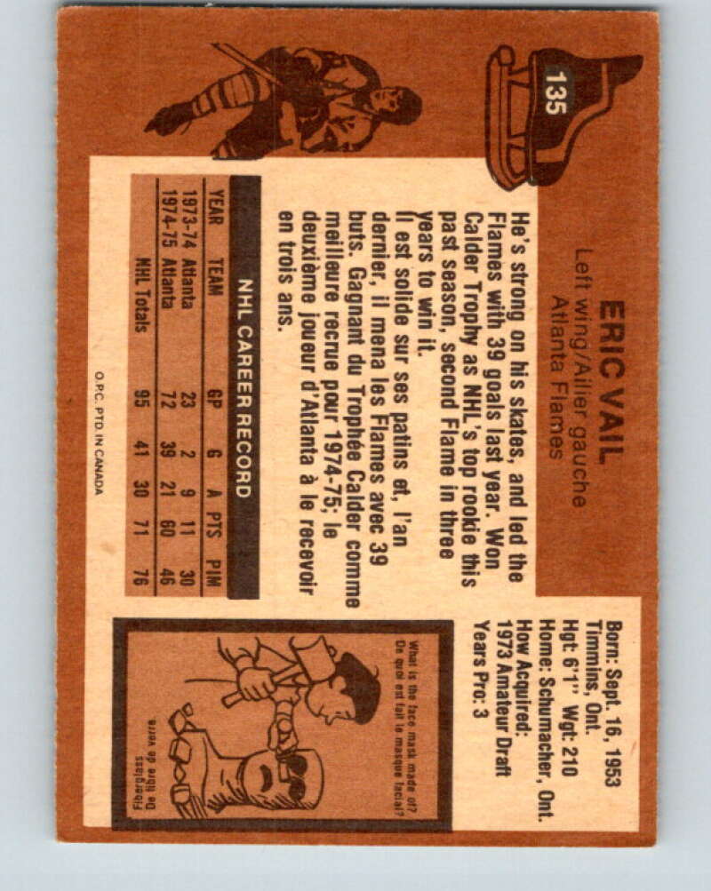 1975-76 O-Pee-Chee #135 Eric Vail  Atlanta Flames  V5770