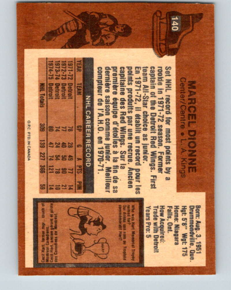 1975-76 O-Pee-Chee #140 Marcel Dionne  Los Angeles Kings  V5789