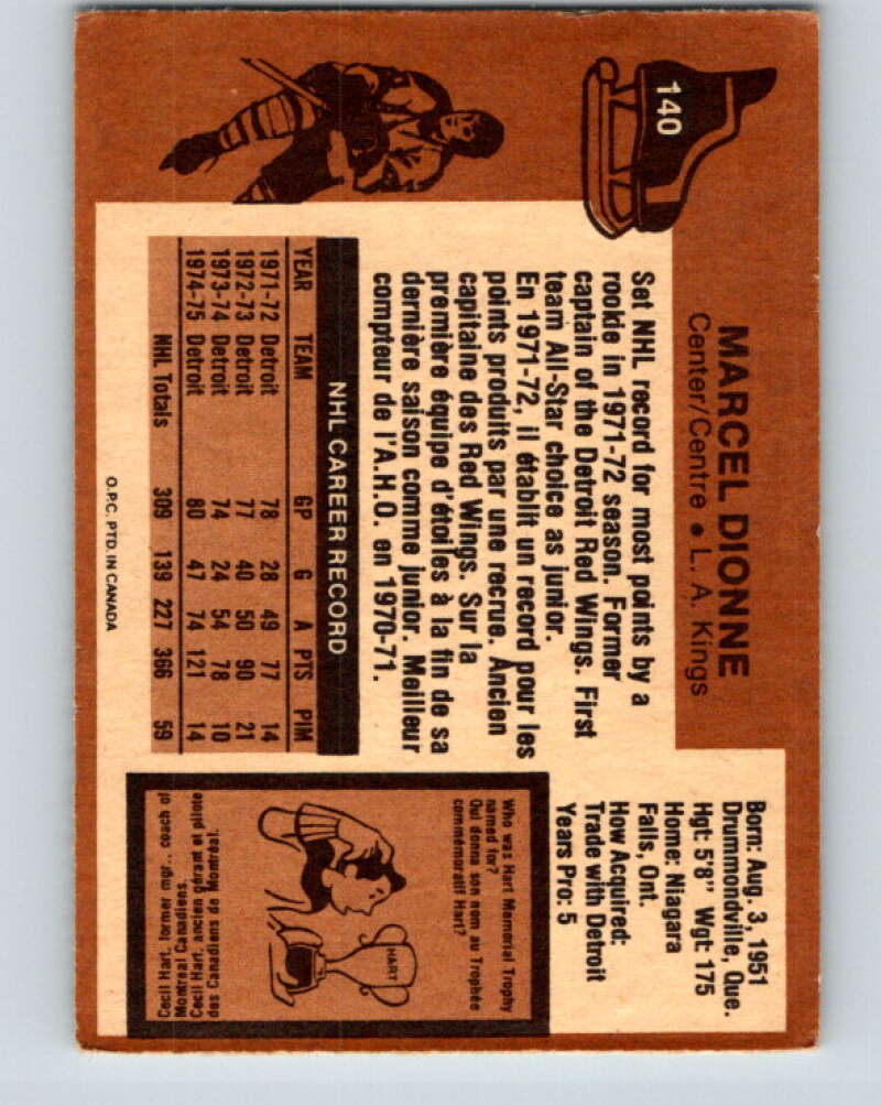 1975-76 O-Pee-Chee #140 Marcel Dionne  Los Angeles Kings  V5791