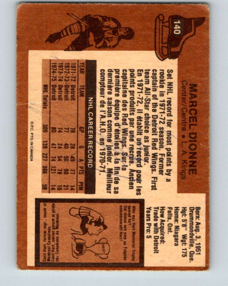 1975-76 O-Pee-Chee #140 Marcel Dionne  Los Angeles Kings  V5792