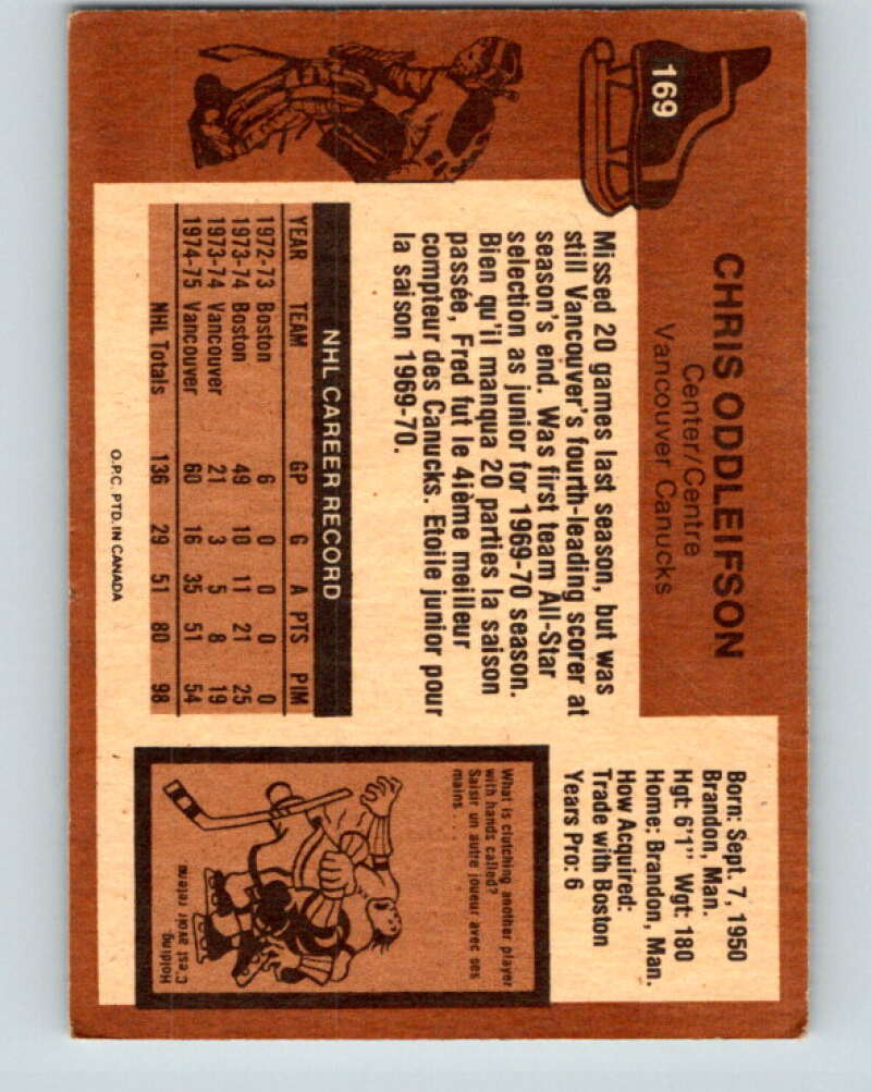 1975-76 O-Pee-Chee #169 Chris Oddleifson  Vancouver Canucks  V5921