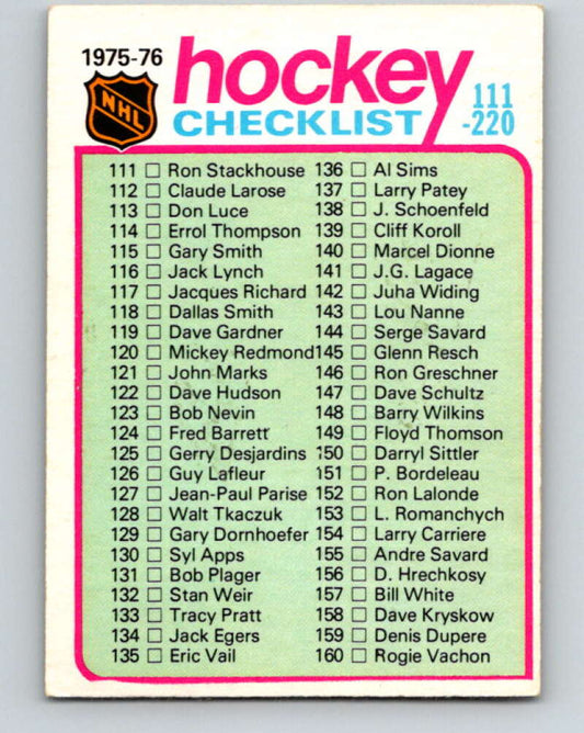 1975-76 O-Pee-Chee #171 Checklist   V5930