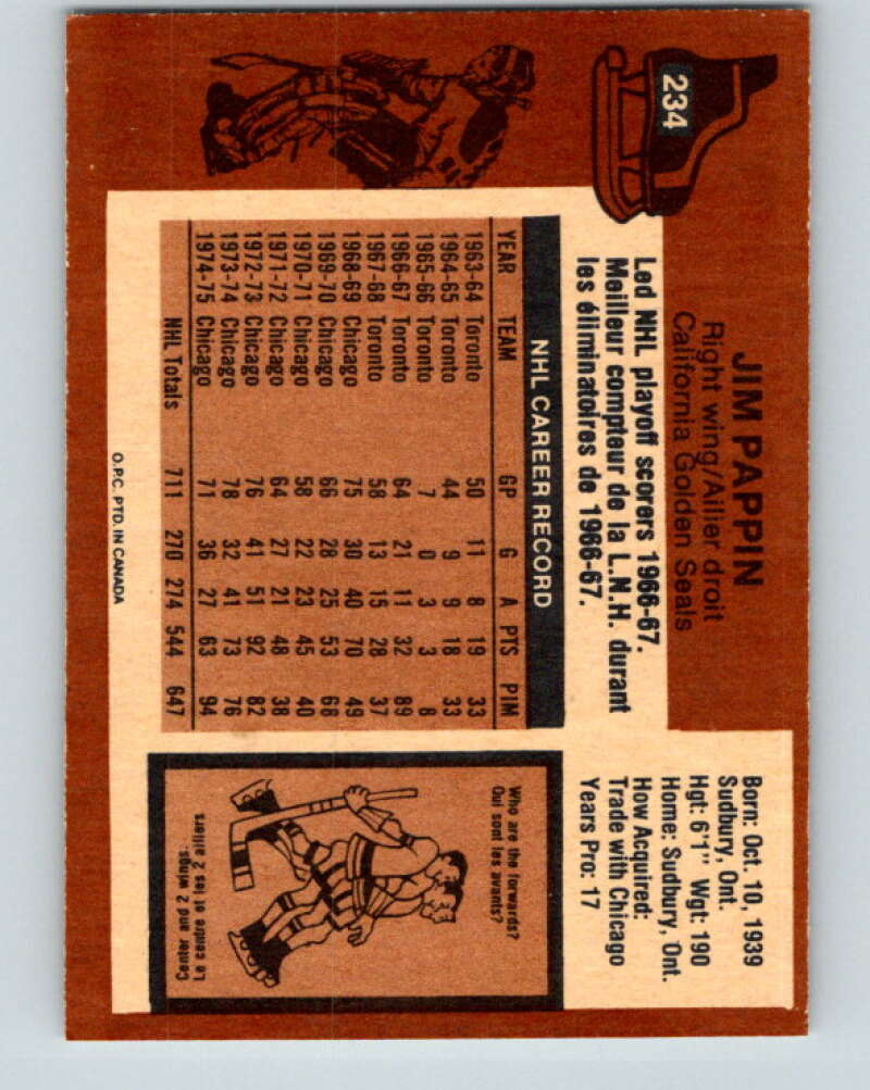 1975-76 O-Pee-Chee #234 Jim Pappin  California Golden Seals  V6201
