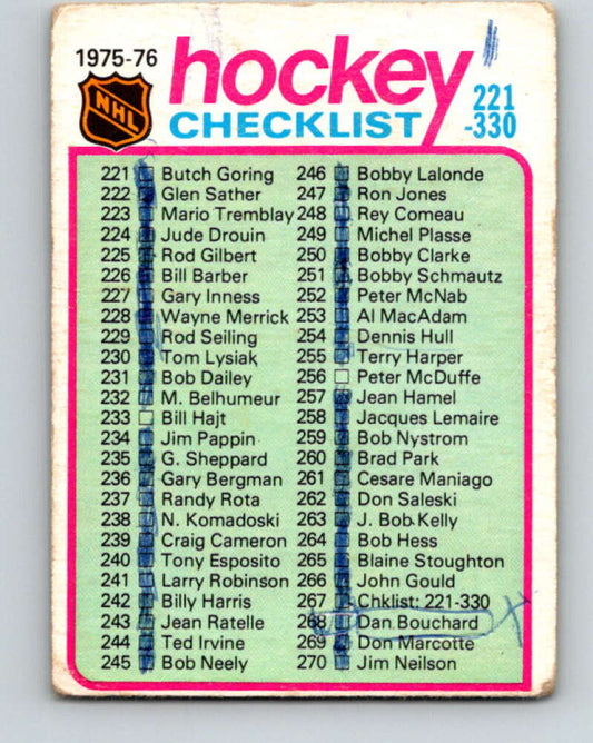 1975-76 O-Pee-Chee #267a Checklist   V6363